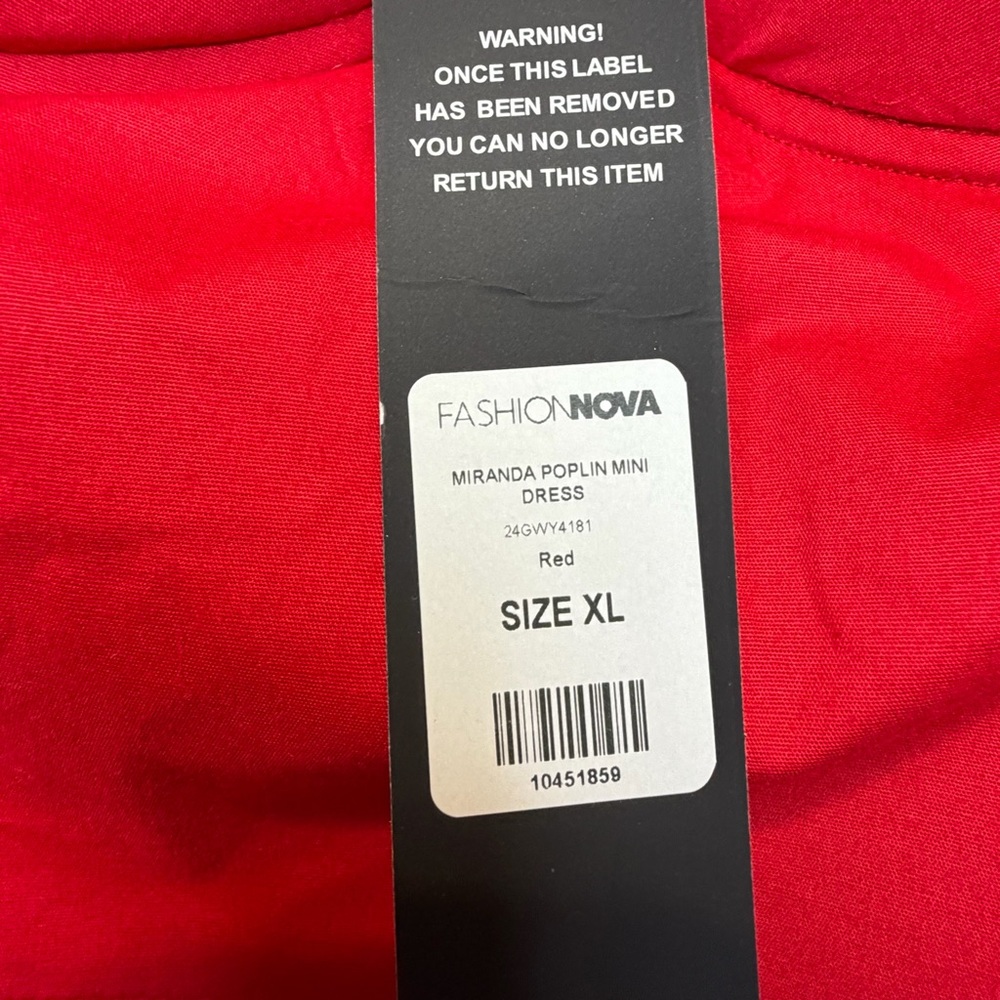 Fashion Nova Miranda Poplin Mini Dress Red Puff Sleeve Bustier XL NWT - Picture 3 of 10